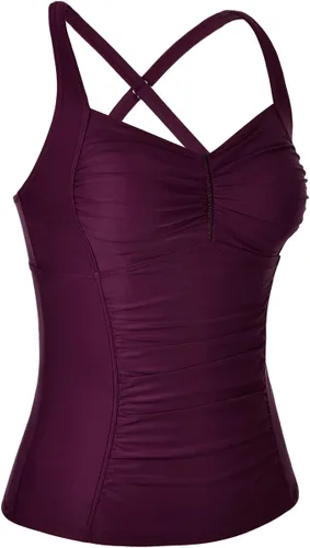 Vista 2 de Hilor Tankini para mujer, con control de abdomen, espalda cruzada, tankini