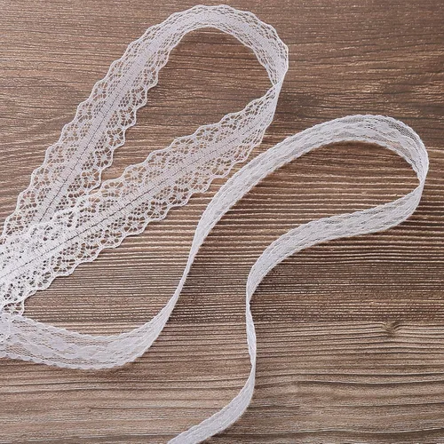 Vista 4 de Cinta de encaje blanco de 54.6 yardas, rollos de encaje de ganchillo vintage con borde festoneado para coser bricolaje, manualidades, cinta de boda