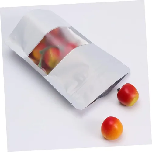 Vista 8 de 100 bolsas de aluminio con cierre con cremallera con ventana transparente de grado alimenticio bolsas de embalaje para almacenamiento a granel