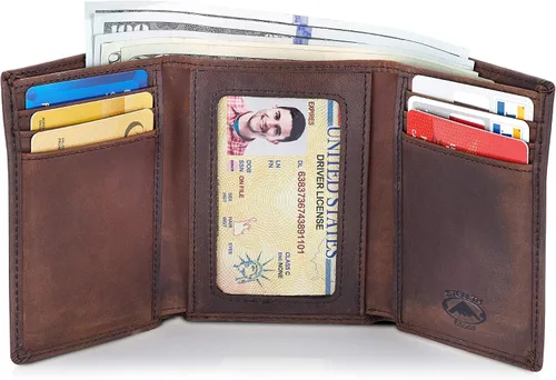 Vista 2 de Stealth Mode Trifold portafolios de piel RFID bloqueo bolso para hombres