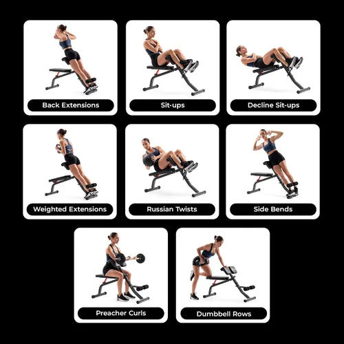 Vista 3 de Sunny Health & Fitness Silla romana multifunción con estación de inmersión y banco para sentarse, equipo de entrenamiento de fuerza ajustable