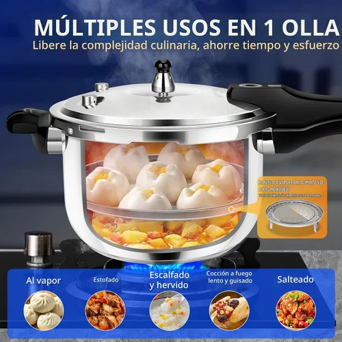 Vista 4 de Olla a presión de acero inoxidable 8 en 1 con 8 características de seguridad - 3 cuartos de galón, cocción rápida y uniforme para comidas