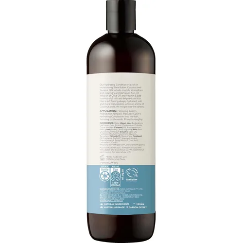 Vista 3 de Sukin Acondicionador hidratante, sin sulfatos, repara el cabello seco y dañado, antiencrespamiento, aroma a coco y lima, 16.91 onzas líquidas