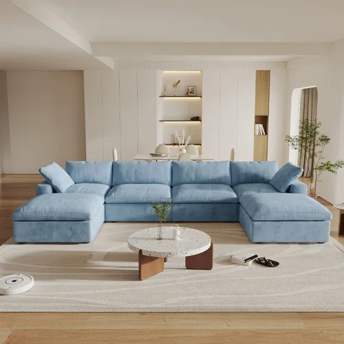 Vista 55 de Cloud - Sofá modular convertible de 80.3 pulgadas en forma de L para sala de estar con otomana de almacenamiento, sofás profundos minimalistas, Negro