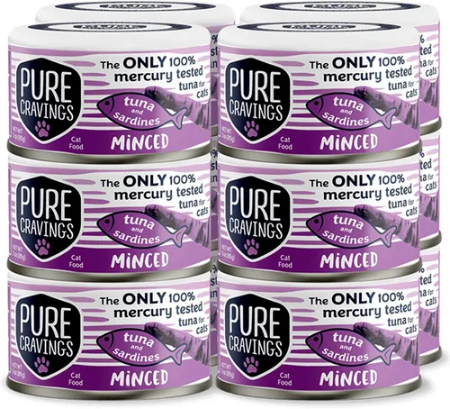 Vista 11 de Pure Cravings Alimento enlatado húmedo de atún y pollo picado para gatos, 100% probado con mercurio, lata de pescado húmedo para gatos, sin granos