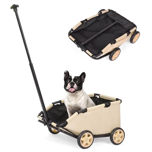 Vista 11 de Mini cochecitos para perros para mini mascotas, carritos de compras multifuncionales plegables con mango extensible, cojín integrado y cuerda