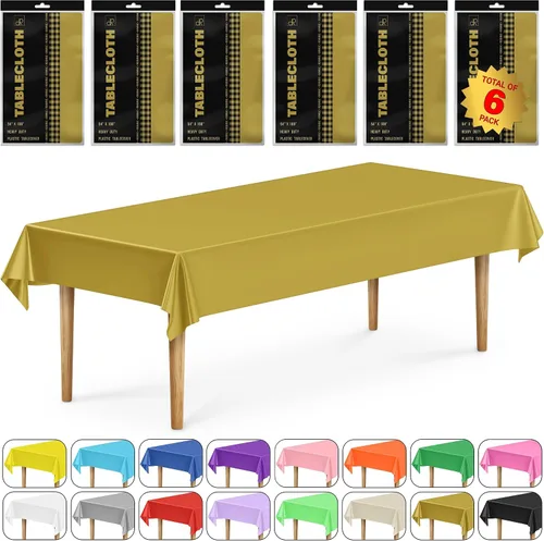 Vista 54 de DecorRack 2 Manteles rectangulares de plástico libres de BPA, 54 x 108 pulgadas, mantel de mesa para comedor, mantel rectangular para fiestas