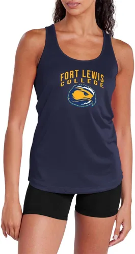 Vista 434 de Camiseta deportiva sin mangas oficial de NCAA Collegiate para mujer, con espalda cruzada, colección con logotipo primario