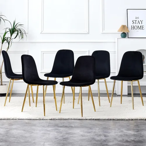 Vista 7 de gopop Juego de 4 sillas de comedor, modernas sillas de comedor de cocina, sillas laterales tapizadas para comedor en piel sintética, respaldos