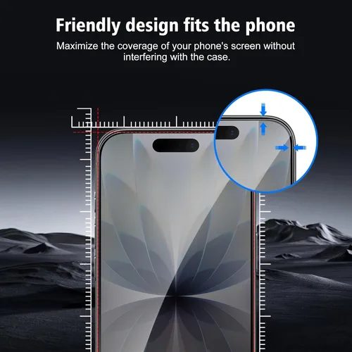Vista 6 de Paquete de 2+2 protectores de pantalla de privacidad para iPhone 17 con protector de lente de cámara, película de protección de vidrio templado