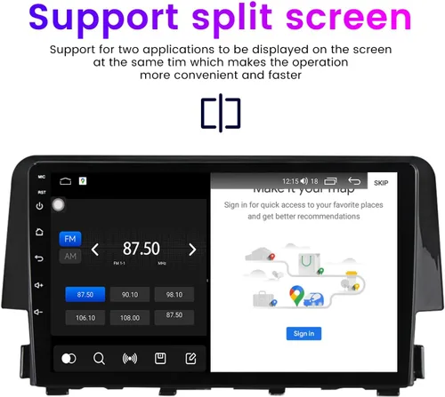Vista 7 de Radio Android estéreo para Honda Civic 2016-2021, Biorunn 9 pulgadas GPS inalámbrico con cable Car-Play Android Auto IPS pantalla táctil navegación