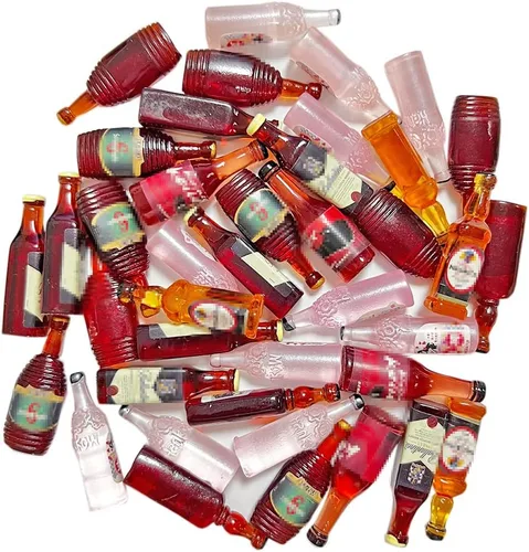 Vista 3 de 40 botellas de cerveza en miniatura, juegos de vino mixto, modelo mini de vidrio de resina para manualidades, álbum de recortes, decoración
