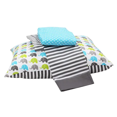 Vista 4 de Bacati - Juego de ropa de cama de 3 piezas para niños pequeños (aguamarina/lima/gris)