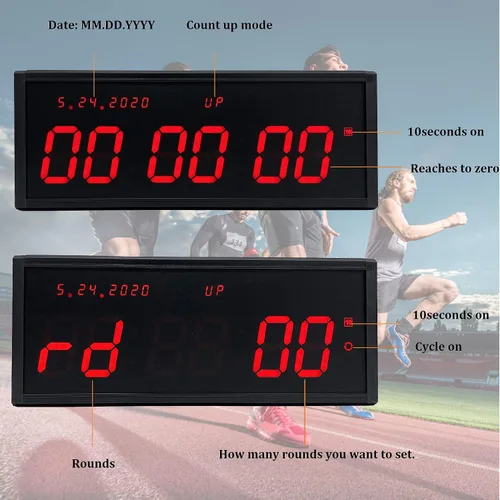 Vista 5 de Temporizador de gimnasio con temporizador de intervalos de calendario de pared digital remoto para entrenamiento