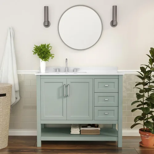 Vista 12 de Flash Furniture Vega - Tocador de baño con lavabo de 36 pulgadas, armario de almacenamiento con puertas de cierre suave, estante abierto y 3