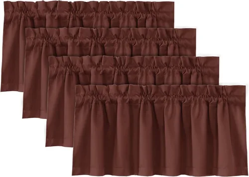 Vista 27 de H.VERSAILTEX Cenefas de cortina 100% opacas para ventanas, 2 paneles con aislamiento térmico, bolsillo para barra, pequeña cenefa corta para cocina
