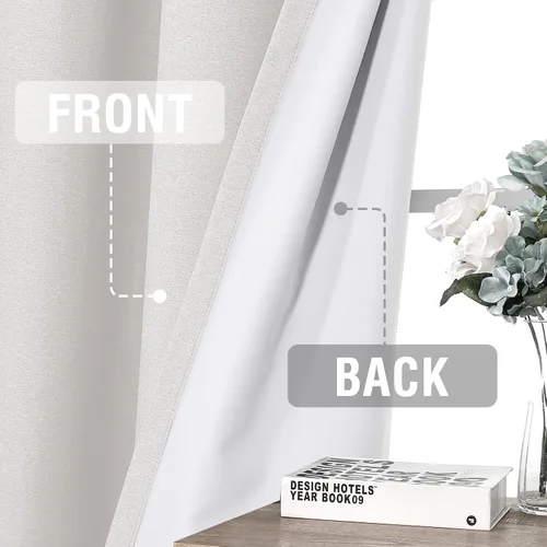 Vista 6 de H.VERSAILTEX Cortinas 100% de opacidad para dormitorio, con aislamiento térmico, cortinas texturizadas de lino con bloqueo de luz completa, cortinas