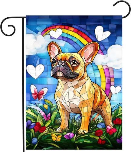 Vista 13 de Bandera floral de jardín Golden Retriever para jardín, banderas de bienvenida para exteriores de 12 x 18 pulgadas, bandera de perro de flores