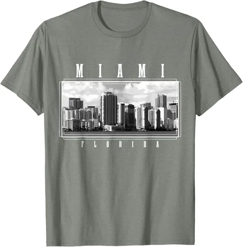 Vista 17 de Miami Skyline Florida Pride Vintage Miami Camiseta, Negro