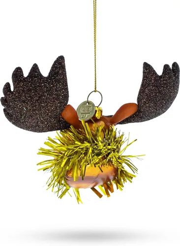 Vista 3 de Majestic - Adorno navideño de cristal soplado con cuello de oropel