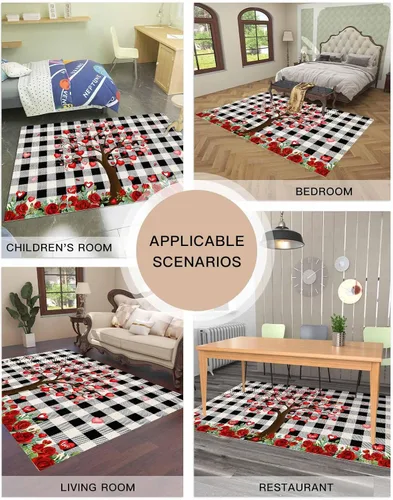 Vista 7 de Alfombra de área para interiores de 3 x 5 pies, alfombra antideslizante para el día de San Valentín para habitación de los niños, árbol de amor