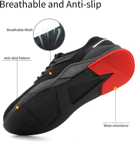Vista 4 de Hitmars Steel Toe Shoes Mens Womens Safety Shoes Steel Toe Cap Safety Trainers Non Slip Lightweight Work Boots Mesh Breathable Industrial Sneakers