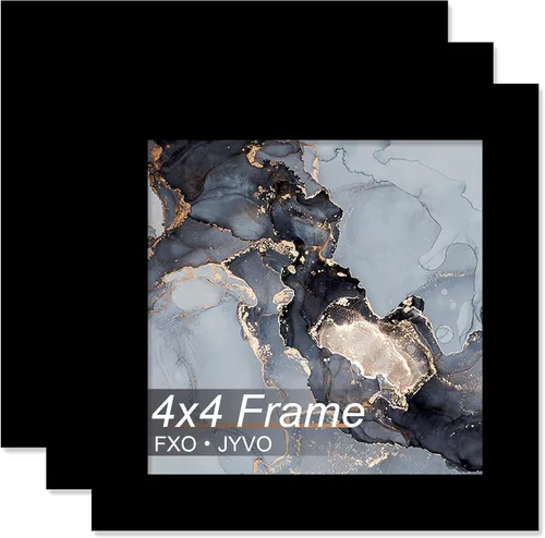 Vista 59 de Fxojyvo Marco de 4 x 4 pulgadas, marco negro para póster cuadrado de 4 x 4, peso ligero y altamente transparente, marco de 4 x 4 para pared, 1