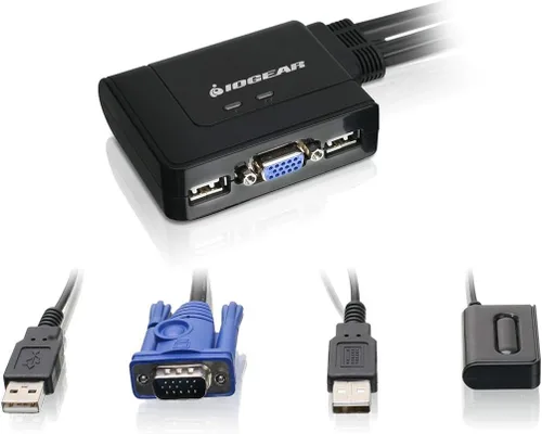 Vista 4 de IOGEAR Conmutador KVM USB HDMI con cable de 2 puertos - 1920 x 1200 60Hz - Interruptor de botón remoto o tecla de acceso directo - Estéreo 2.1