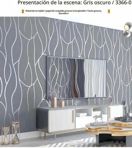 Vista 3 de Papel pintado no tejido con patrón geométrico nórdico de líneas modernas, simple y elegante para sala de estar, fondo para televisión, decoración