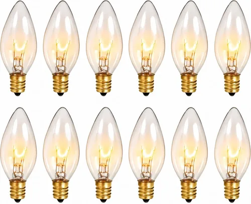 Vista 9 de Paquete de 25 bombillas de repuesto C9 multicolor, bombillas de Navidad C9 de 7 W con base intermedia E17, bombillas incandescentes para luces