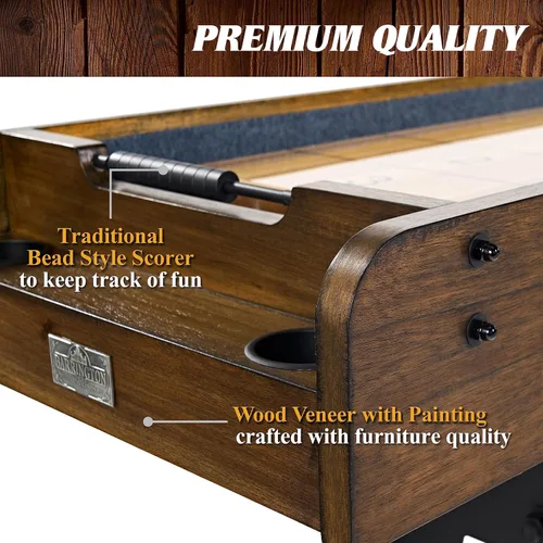 Vista 4 de Barrington 12 Ft. Shuffleboard Table, Solid Wood, Storage Cabinets