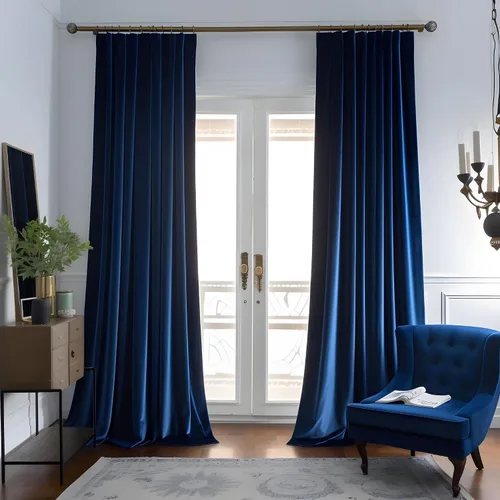 Vista 22 de Cortinas opacas de terciopelo negro para sala de estar, 52 pulgadas de ancho x 63 pulgadas de largo, cortinas opacas de lujo para dormitorio