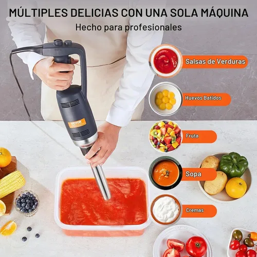 Vista 6 de VEVOR Batidora de Inmersión Comercial, Mezclador de Mano de 350W de Alta Resistencia, Mezclador de Velocidad Variable Sin Escalas de 16 Pulgadas