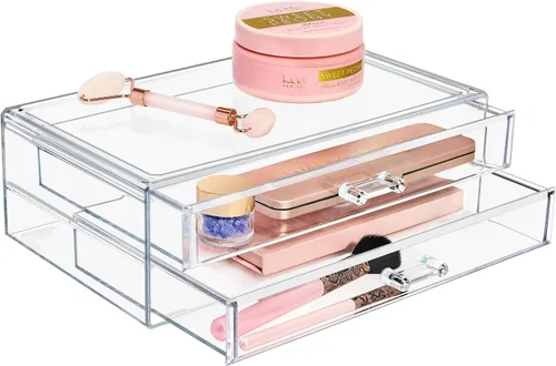 Vista 10 de Sorbus Cajones acrílicos apilables, 1 cajón de almacenamiento transparente para organizar paletas de maquillaje, accesorios para el cabello de uñas