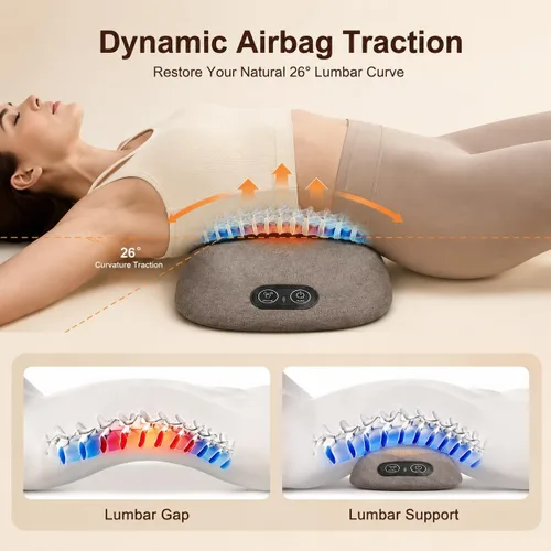 Vista 5 de 3-in-1 Heated Back Massager Cushion with Lumbar Support, Heat & Vibration