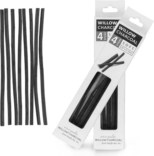 Vista 12 de Pacific Arc Artist Vine Charcoal, mediano, negro, 12 piezas, palitos de carbón de vid de artista, carbón de dibujo mediano y suave