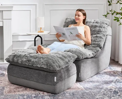 Vista 9 de Hobestluk - Sofá de espuma para espacios pequeños, sofás cómodos con reposapiés, sofá reclinable, sofás pequeños para sala de estar, dormitorio
