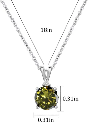 Vista 35 de 8mm Round Cubic Zirconia Sterling Silver Necklace Dainty Necklace Birthstone Jewelry Pendant Necklaces for Women