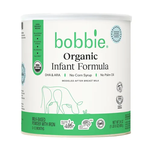 Vista 3 de Bobbie Fórmula orgánica para bebés, polvo a base de leche, 24 onzas