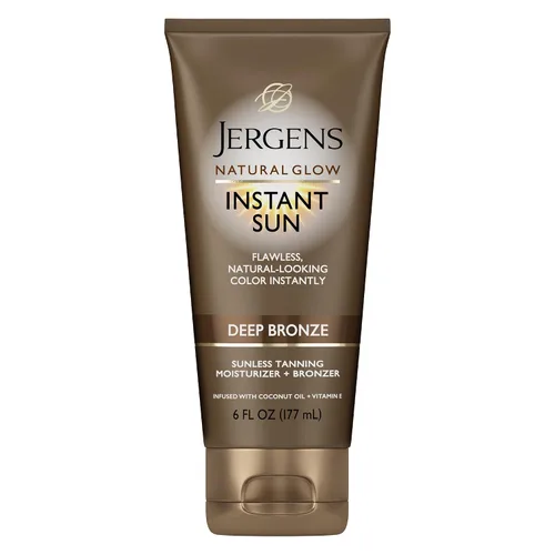 Vista 2 de Jergens Natural Glow - Crema hidratante de bronceado instantáneo sin sol y brillo natural autobronceador facial, protector solar facial SPF 20, tono