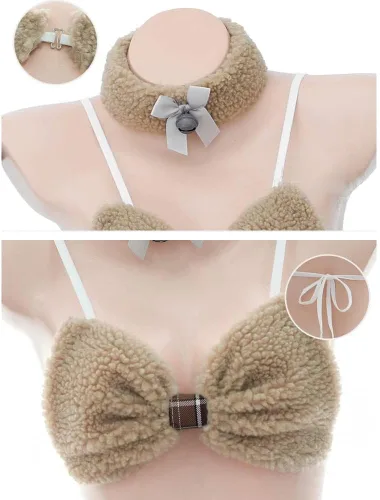 Vista 4 de Bikini de anime para mujer, lencería kawaii, traje de fiesta, ropa interior de colegiala japonesa