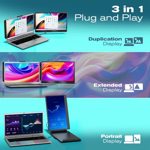 Vista 5 de Teamgee Extensor de pantalla para laptop, configuración de monitor dual Negro