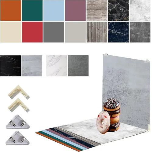 Vista 8 de Tablero grande de fondo de fotos de 24 x 24 pulgadas: 3 piezas de 6 patrones de fondos de fotografía de productos para joyería de alimentos, kit