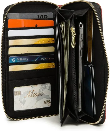 Vista 72 de Cartera de mano para mujer, estilo bohemio, con RFID, elegante, espaciosa con correa para viajes, capacidad para tarjetas, teléfono, dinero