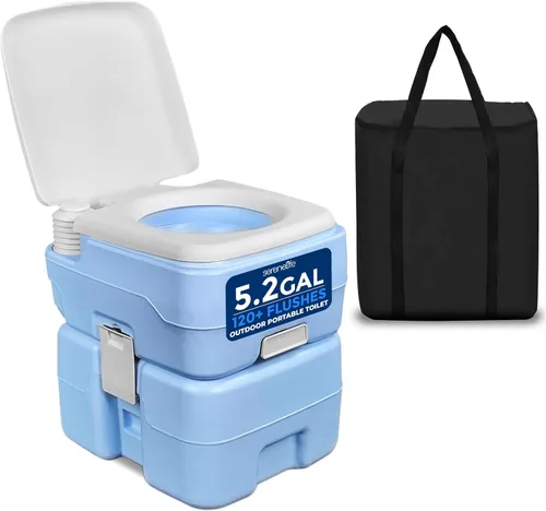 Vista 12 de SereneLife Asiento de inodoro plegable para campamento, altura ajustable, portátil, para viaje, con tapa, bolsa de transporte, base antideslizante