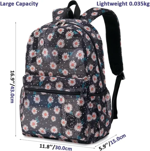 Vista 5 de Meisohua Mochila para niñas para escuela primaria y secundaria para niños, mochila de malla ligera para niñas, mochila casual para viajes, negro
