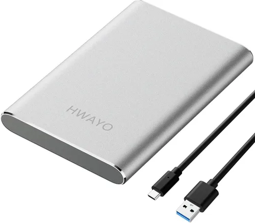 Vista 8 de HWAYO Disco duro externo portátil de 120 GB, USB3.1 Gen 1 Tipo C Ultra Slim de 2.5 pulgadas, almacenamiento HDD compatible con PC, computadora