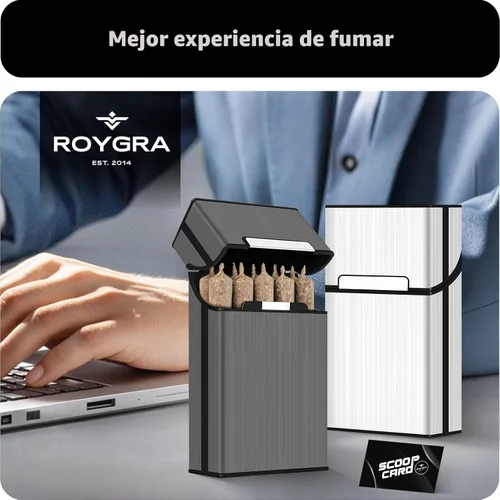 Vista 6 de Paquete de 2 fundas de soporte de cono preenrollado de tamaño 1-1/4 o King, estuche para cigarrillos diarios Gris + Plata