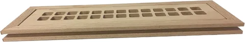 Vista 3 de Rejilla de ventilación de madera de roble rojo de 2 x 12 pulgadas, montaje empotrado con marco, estilo Eggcrate, sin terminar