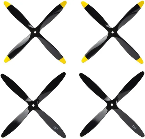 Vista 7 de Hélice RC de 4 cuchillas 13×8 de madera de haya RC para motor de gasolina y avión